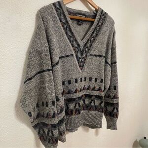 Vintage Men’s Geometric C Neck Expresssions Pullover Sweater